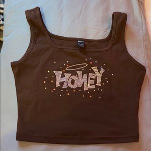 HONEY rhinestone tank top